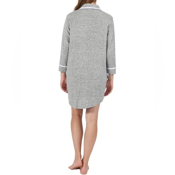 LA Cera The Comfort Collection Tailored Sleep Shirt Gray White Size Medium - Picture 7 of 11